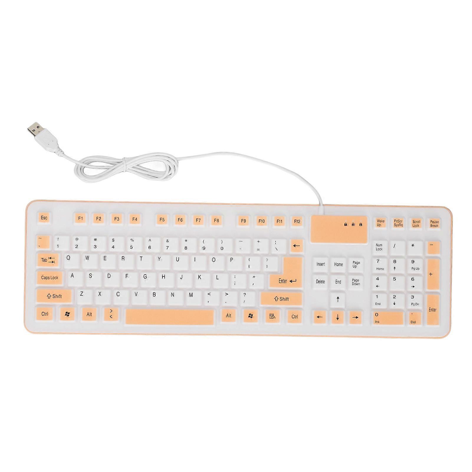 106 Keys Waterproof Dustproof Foldable USB Wired Silent Silicone Keyboard for PC Laptop Game