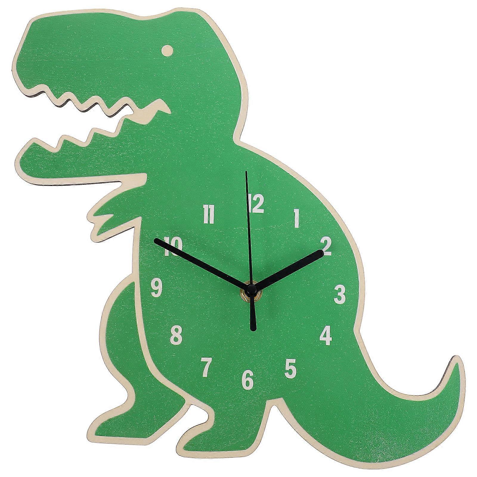 Cartoon Dinosaur Wall Clock Silent Mechanical Design, Easy Install, Precise Timekeeping, Natural Material for Bedroom Decor