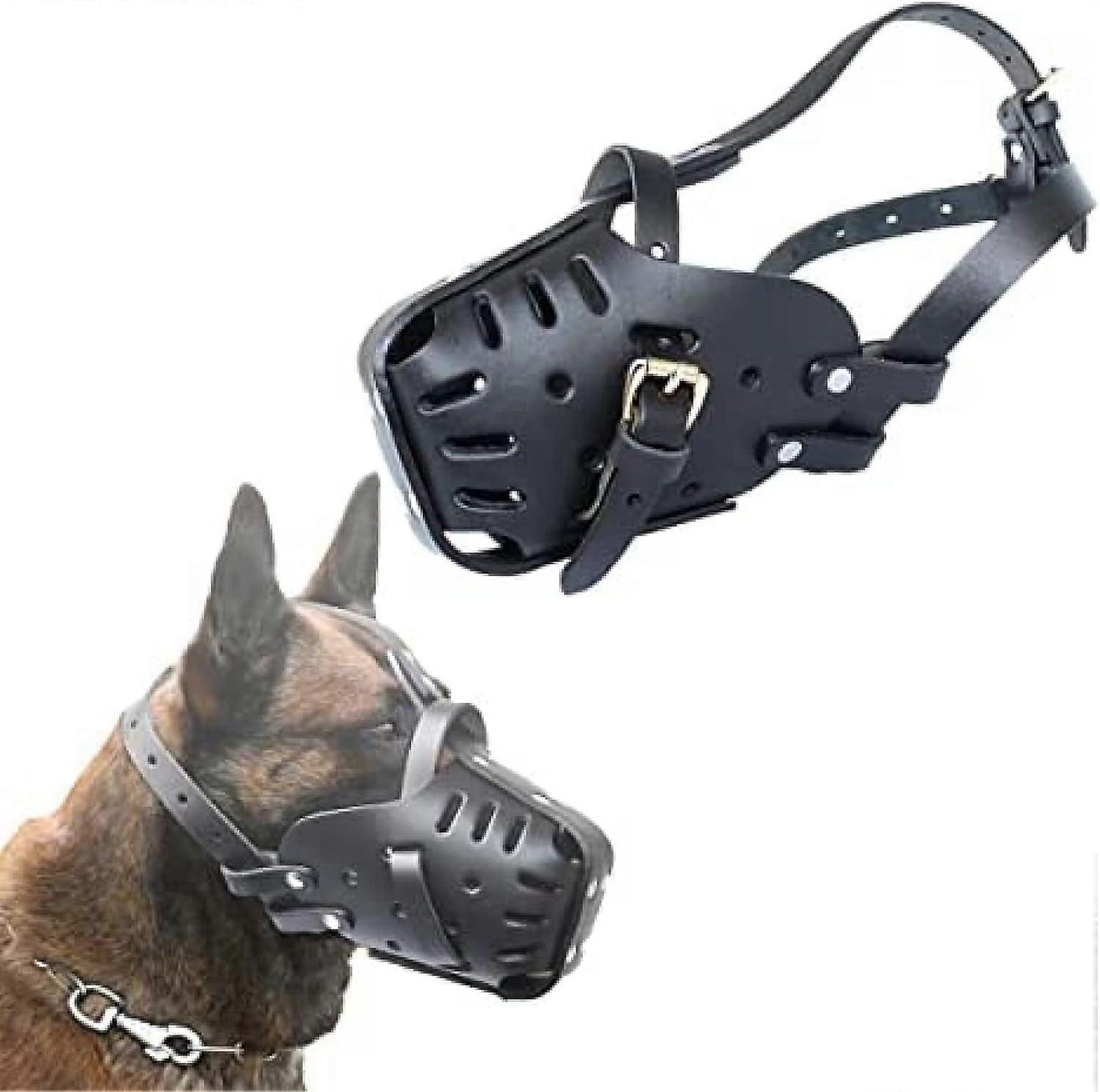 Pleasant63 Dog Muzzle for German Shepherd, Leather, Adjustable, Breathable