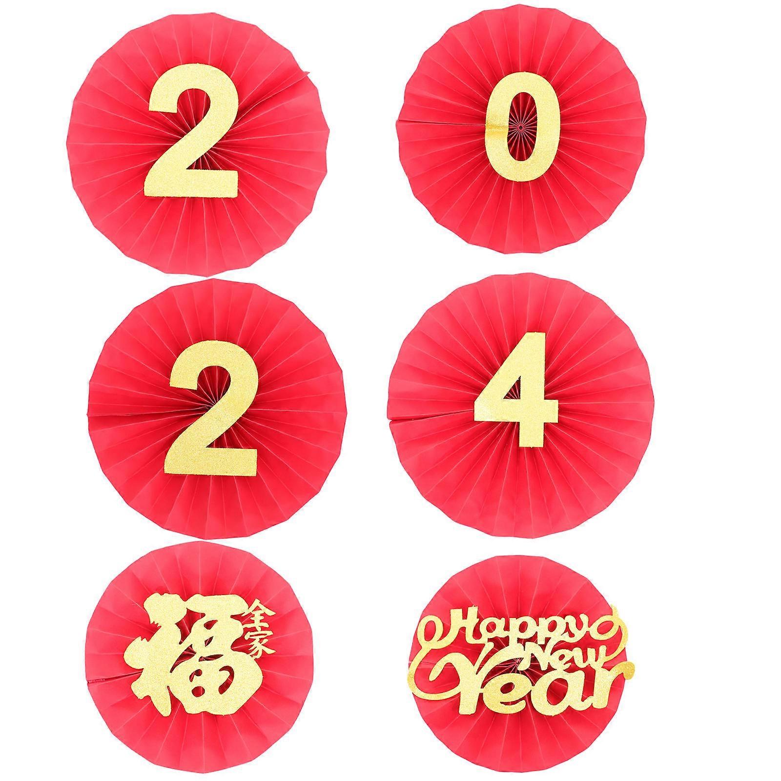 Chinese New Year Wall Decals Folding Paper Fan Party Favor Photo Background Chinese New Year Style Red 28.00X28.00X0.10CM Decoration 1 Set