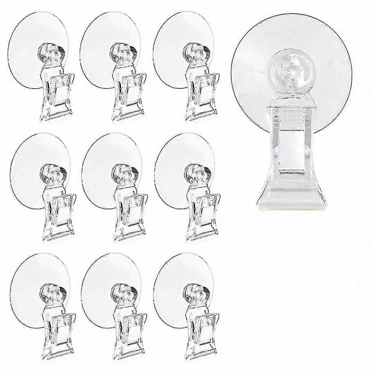 10 Pack Clear Suction Cup Clips for Bathroom, Window, and Glass Surfaces with Adjustable Clamp for Ad Placement