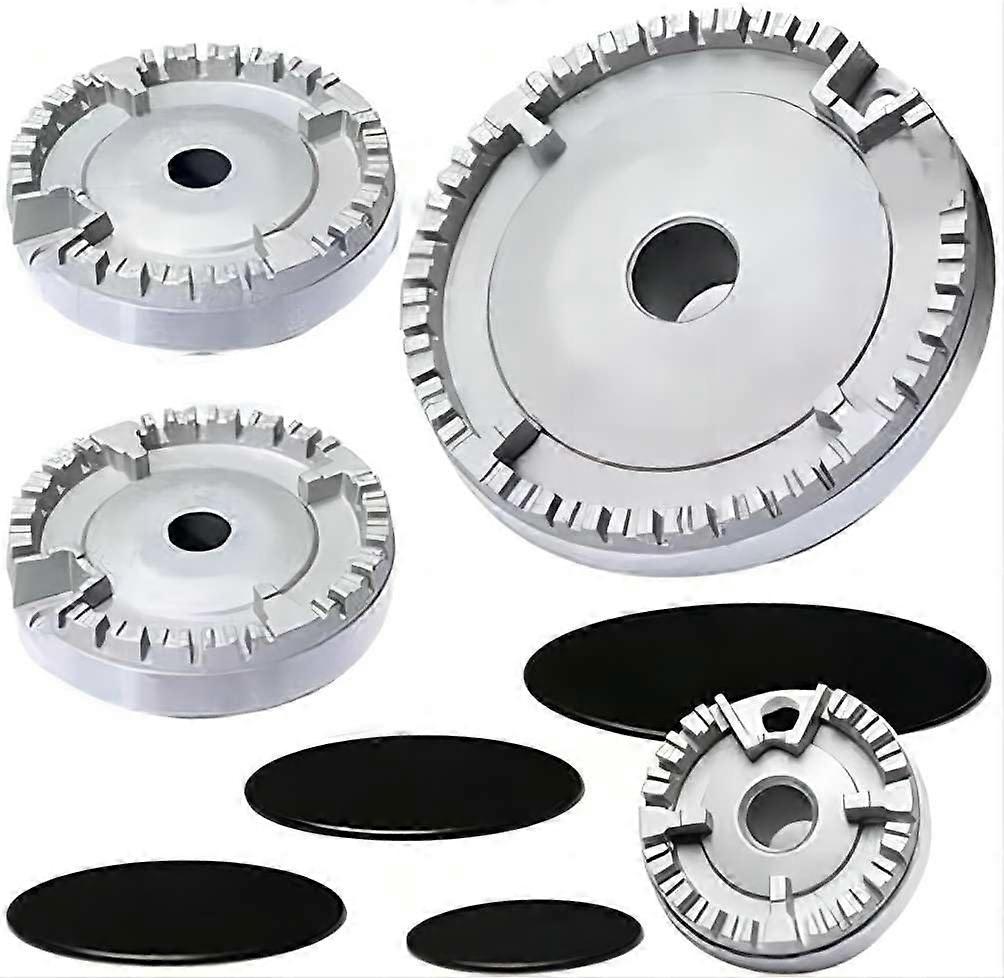 Gas Burner Crown and Flame Cap Kit for Oven Cooker, Universal Replacement Set Fits Most Gas Stove Burners, Durable Metal Design