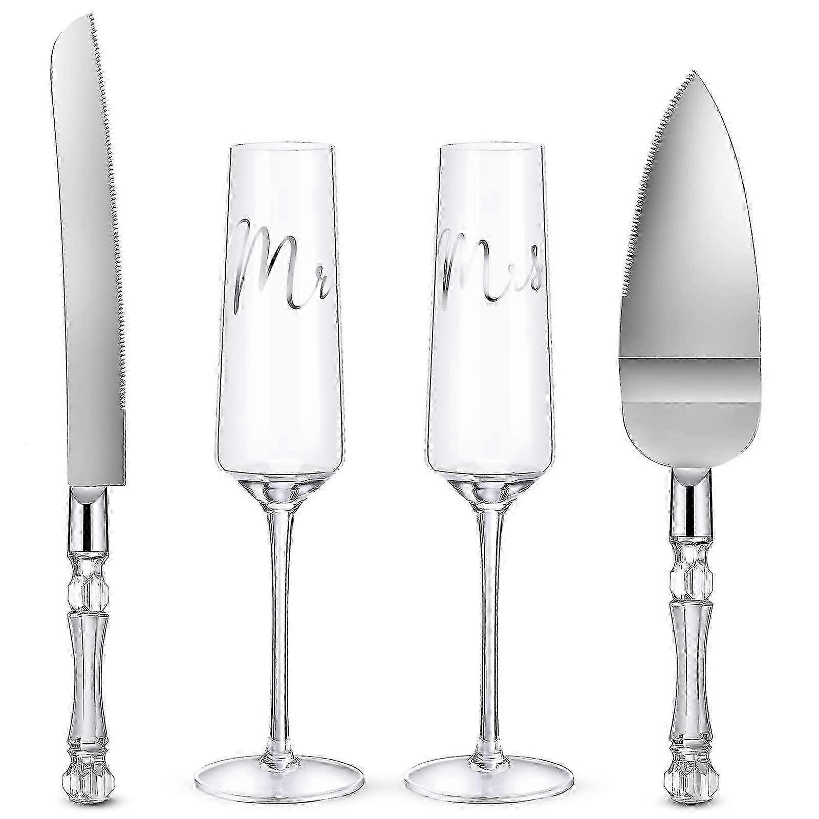 Elegant Klar Bryllup Risting Fløyter & Kakeserversett - Perfekt for mottakelsesfeiringer og spesielle anledninger