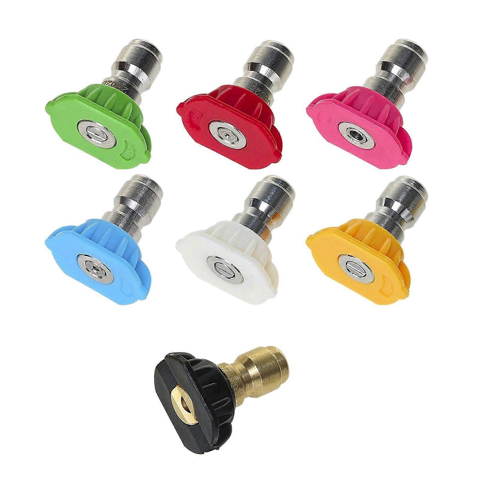 Pressure Washer Spray Nozzle Tips Set, 7 Pieces Quick Connect Nozzles for Car Cleaning and Garden Use, Durable and Versatile