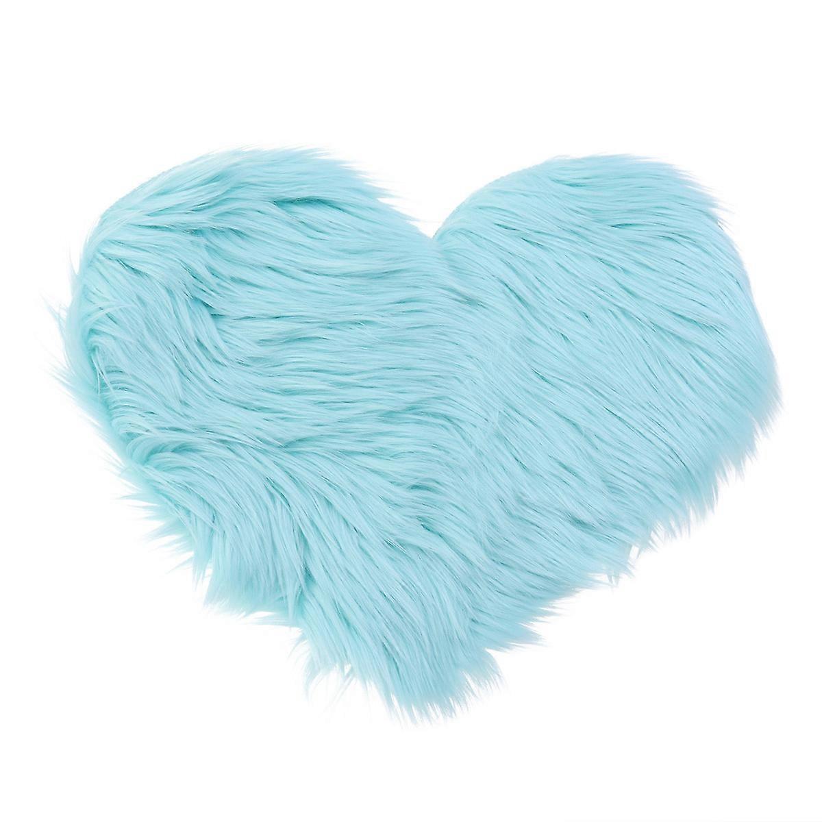Sky-blue Heart-shaped Plush Carpet Soft and Anti-slip Acrylic Fibers for Living Room 40x50cm