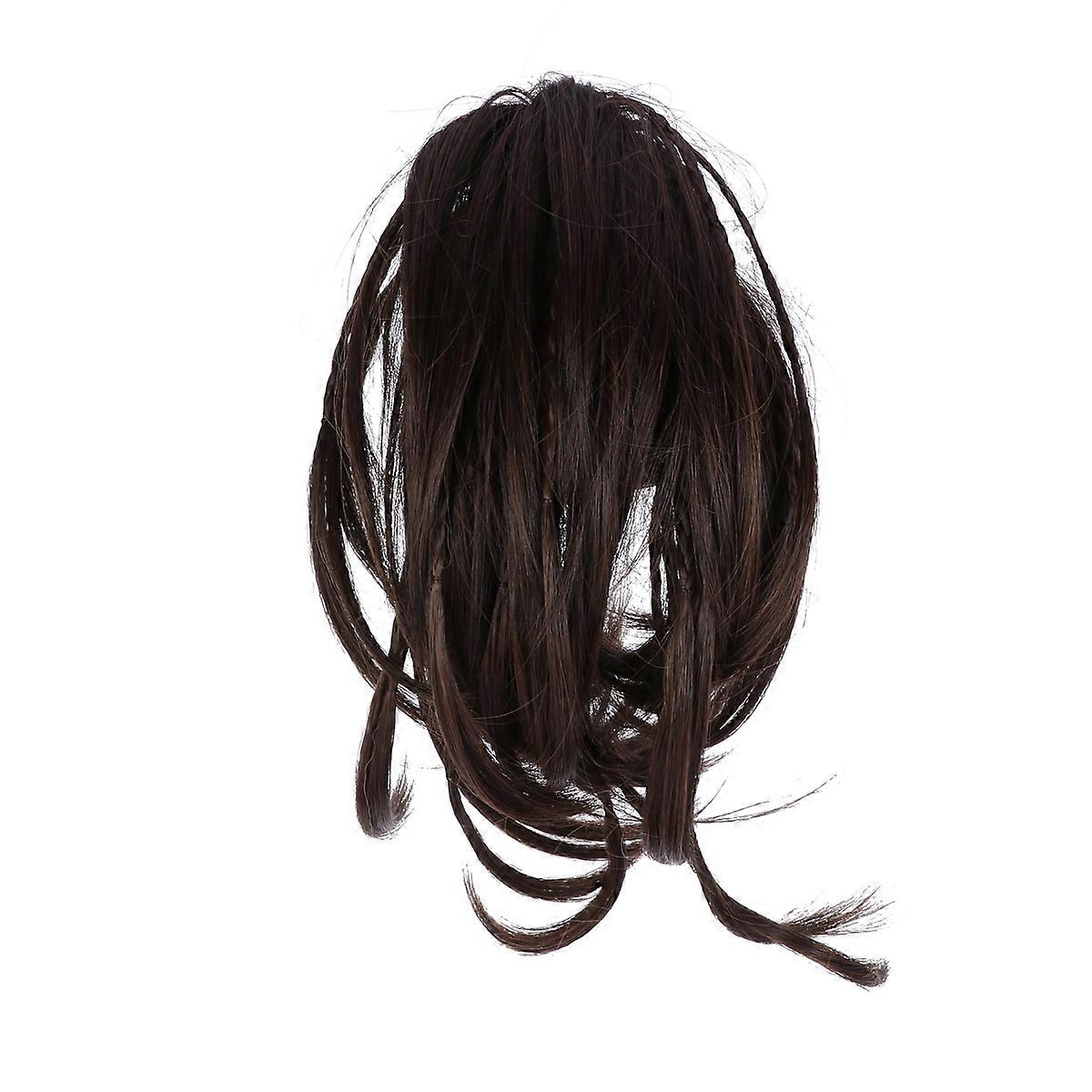 Curly Irregular Braid Ponytail Extension with Claw Clip for Decoration Use Coffee Color Fits All