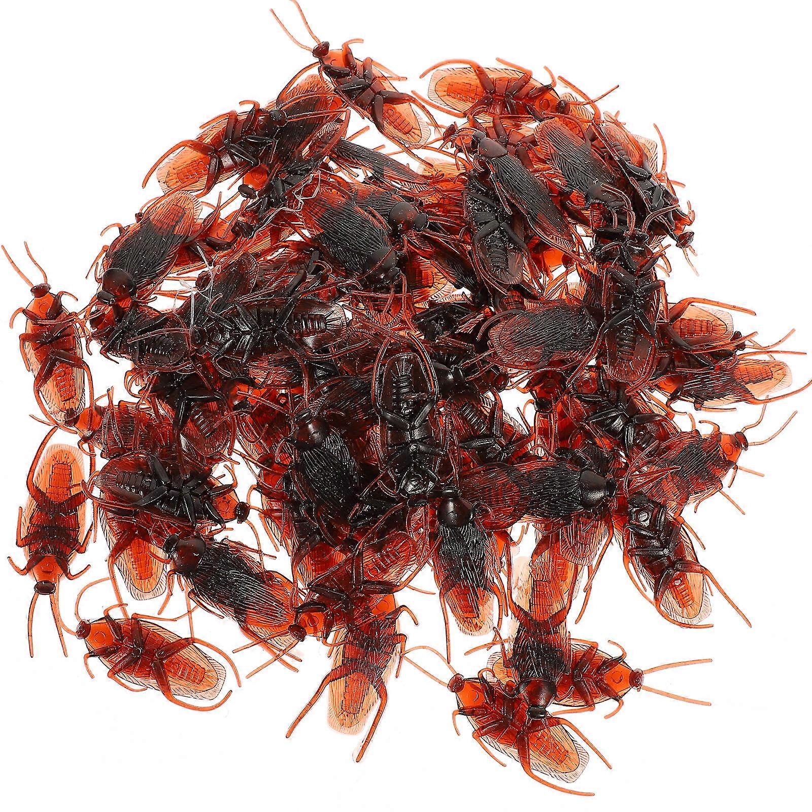Scary Trick Bugs Tinksky 100Pcs Fake Roach Prank Novelty Plastic Cockroach Bugs All Age People