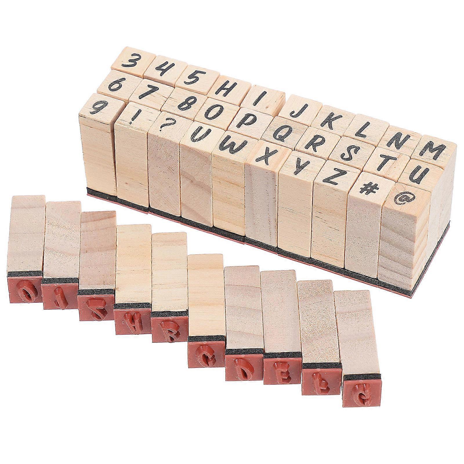 Wooden Alphabet & Number Stamp Set with Ink Pad – Durable Rubber & Wood Craft Stamps for DIY Scrapbooking, Journaling, Card Making, and Educational