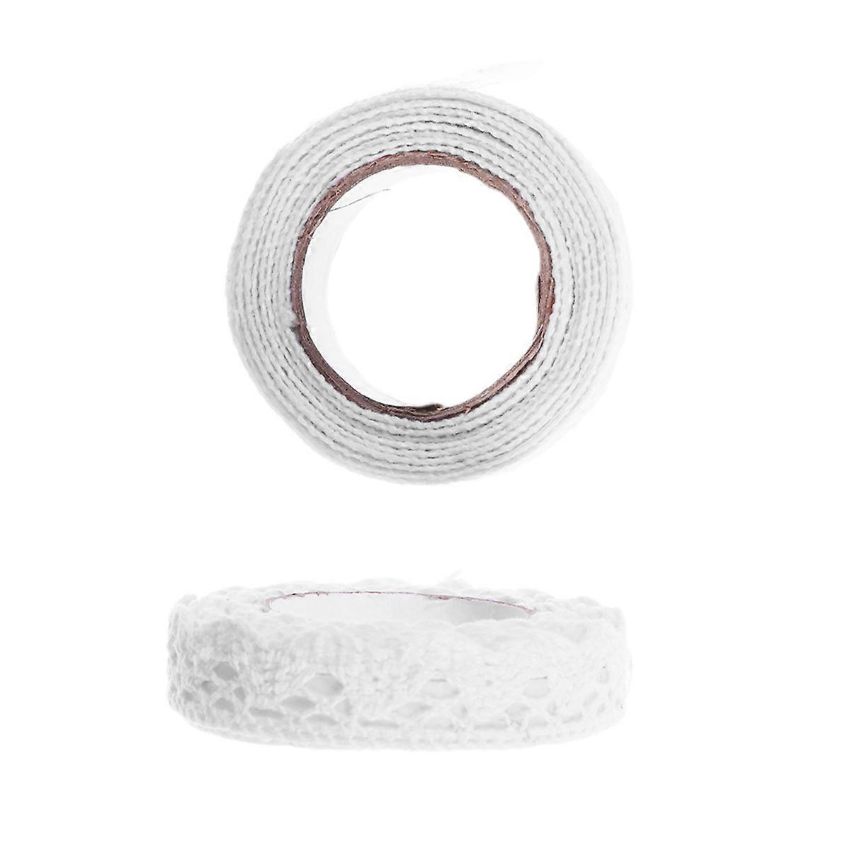 White DIY Lace Tape Adhesive Hollow Decorative Masking Tape for Scrapbooking, Crafts, Diary Stickers, Wrapping & Card Making (2pcs)