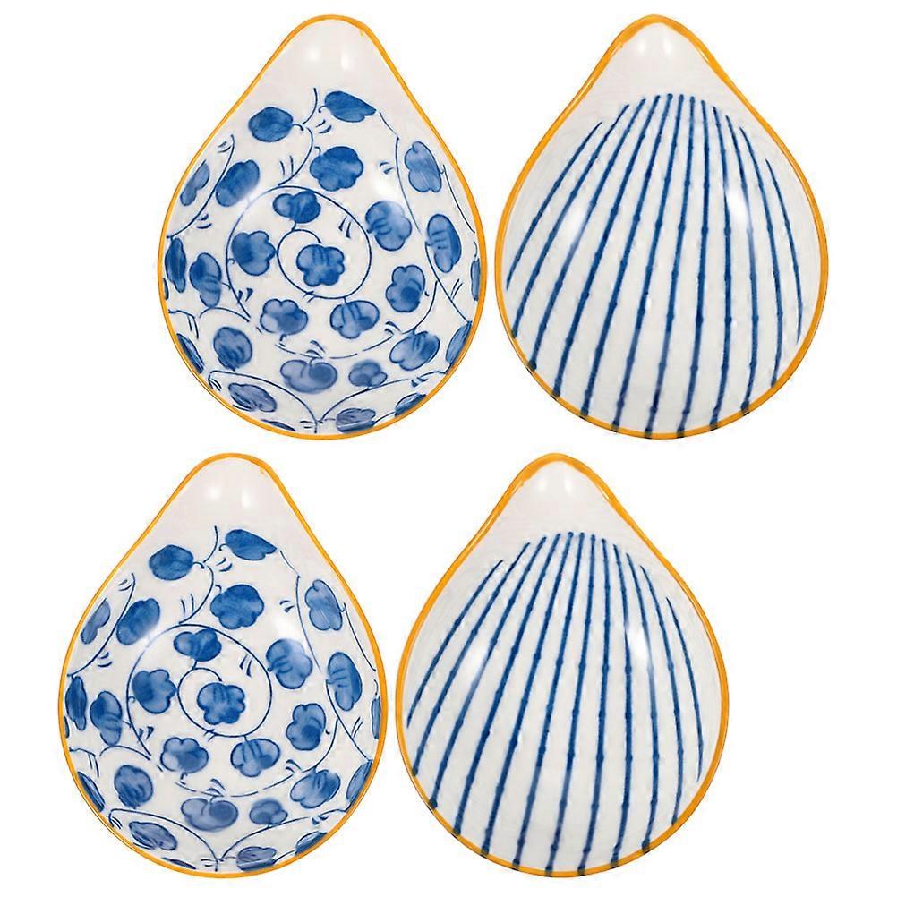 Sauce Dish Ceramic Dipping Bowl for Kitchen Use 4Pcs Multi-Function Spoon Rests