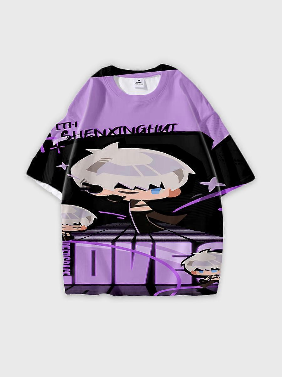 T-shirt round neck Role Pattern loose short sleeve E899