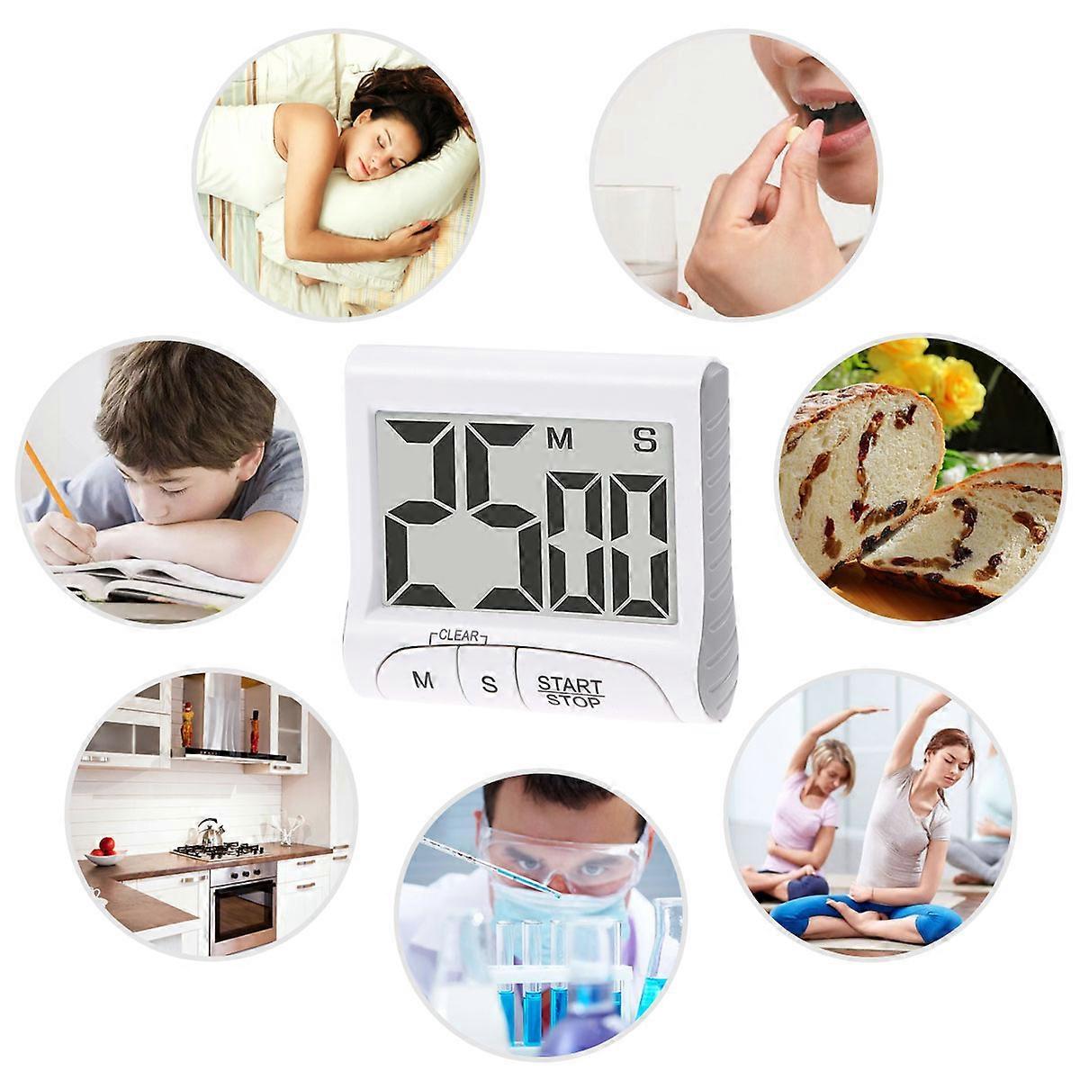 Digital Kitchen Timer Large Screen Countdown Clock Loud Alarm Magnetic Back 1Pack