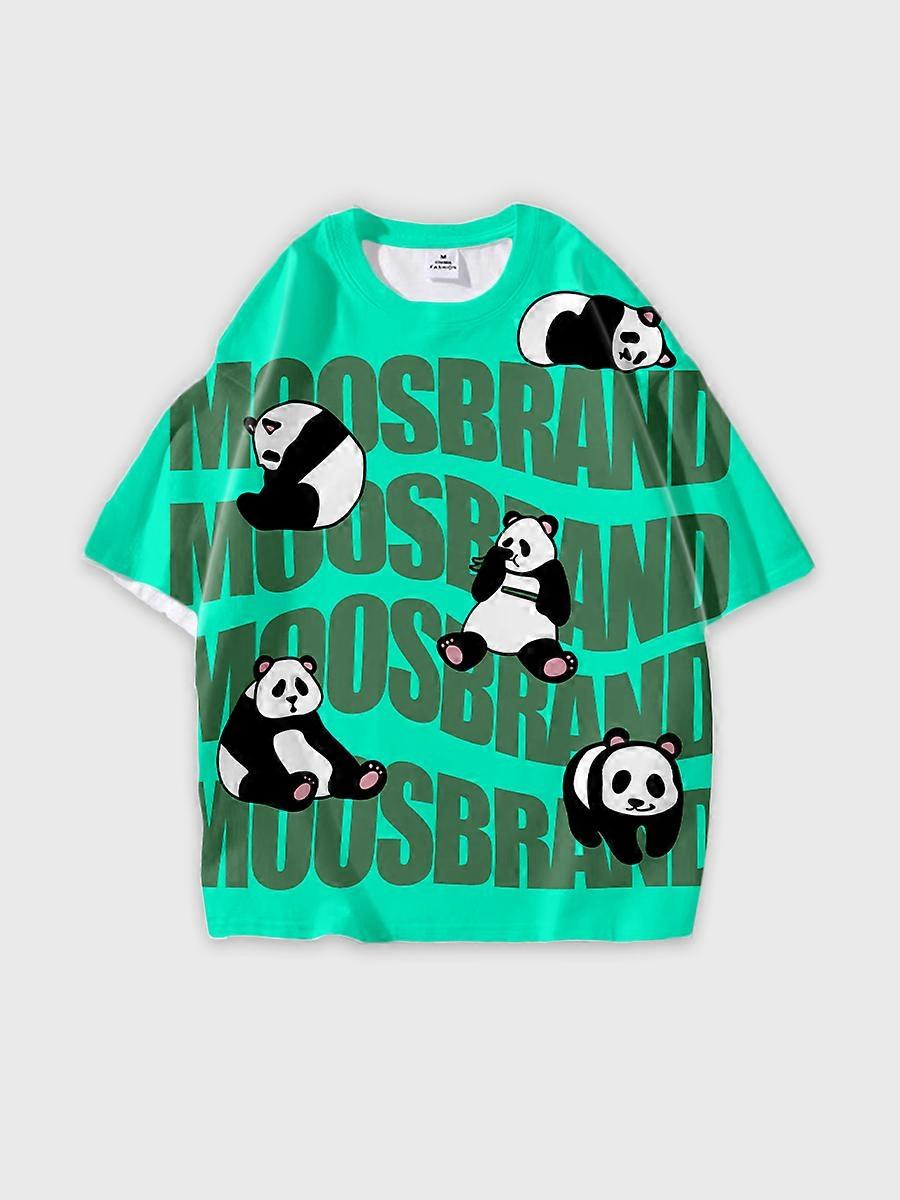 T-shirt round neck Pattern loose short sleeve C2904