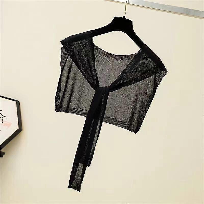 Fake Lapel  Popular Ultra-thin Perspective Air Conditioner Shawl  Breathable Summer Cape