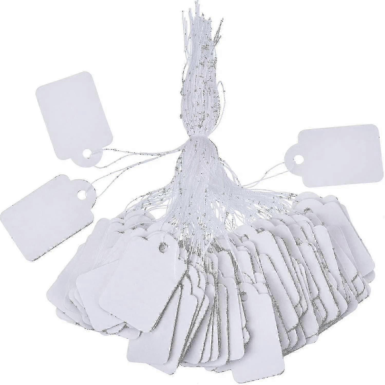 500 stuks (24 x 15 mm) witte markeringstags prijskaartjes prijsetiketten display-tags met ophangtouw - u