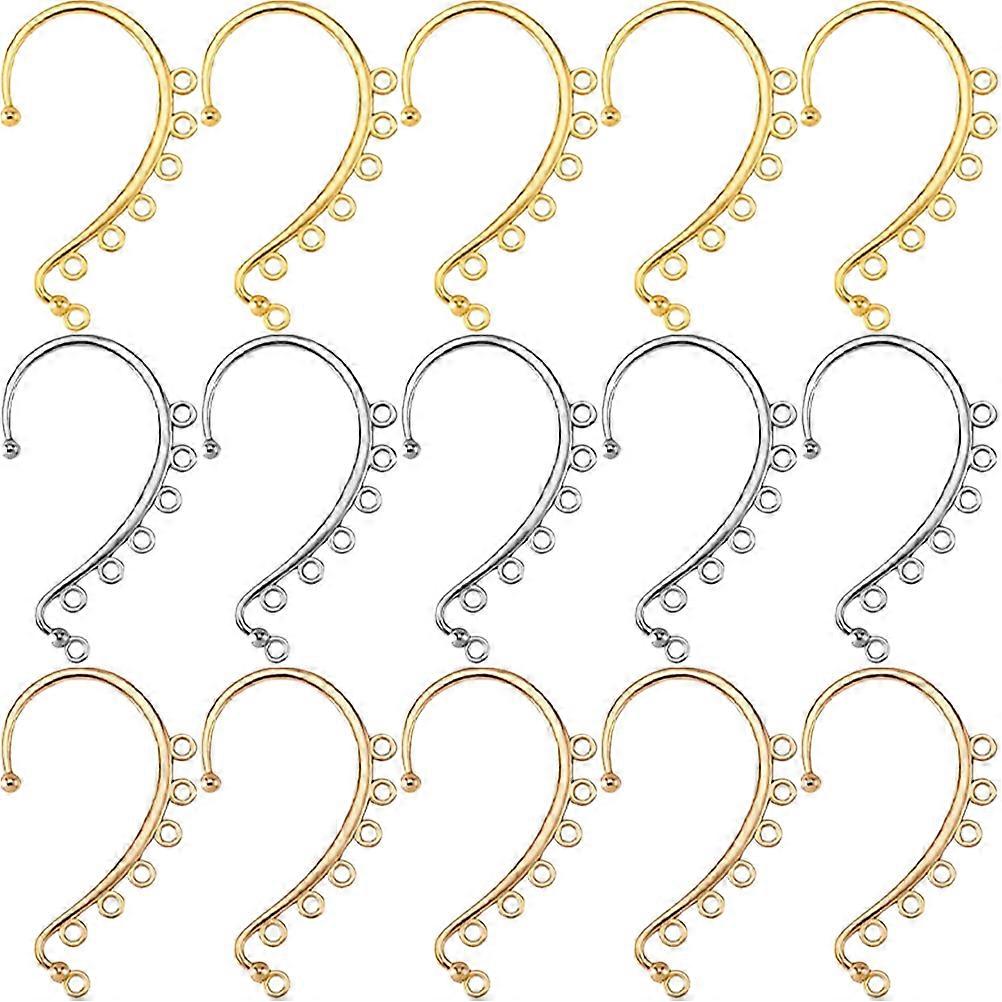15pcs Earring Making Hooks DIY Alloy Jewelry Components Assorted Color 6-Holes Earring Hooks