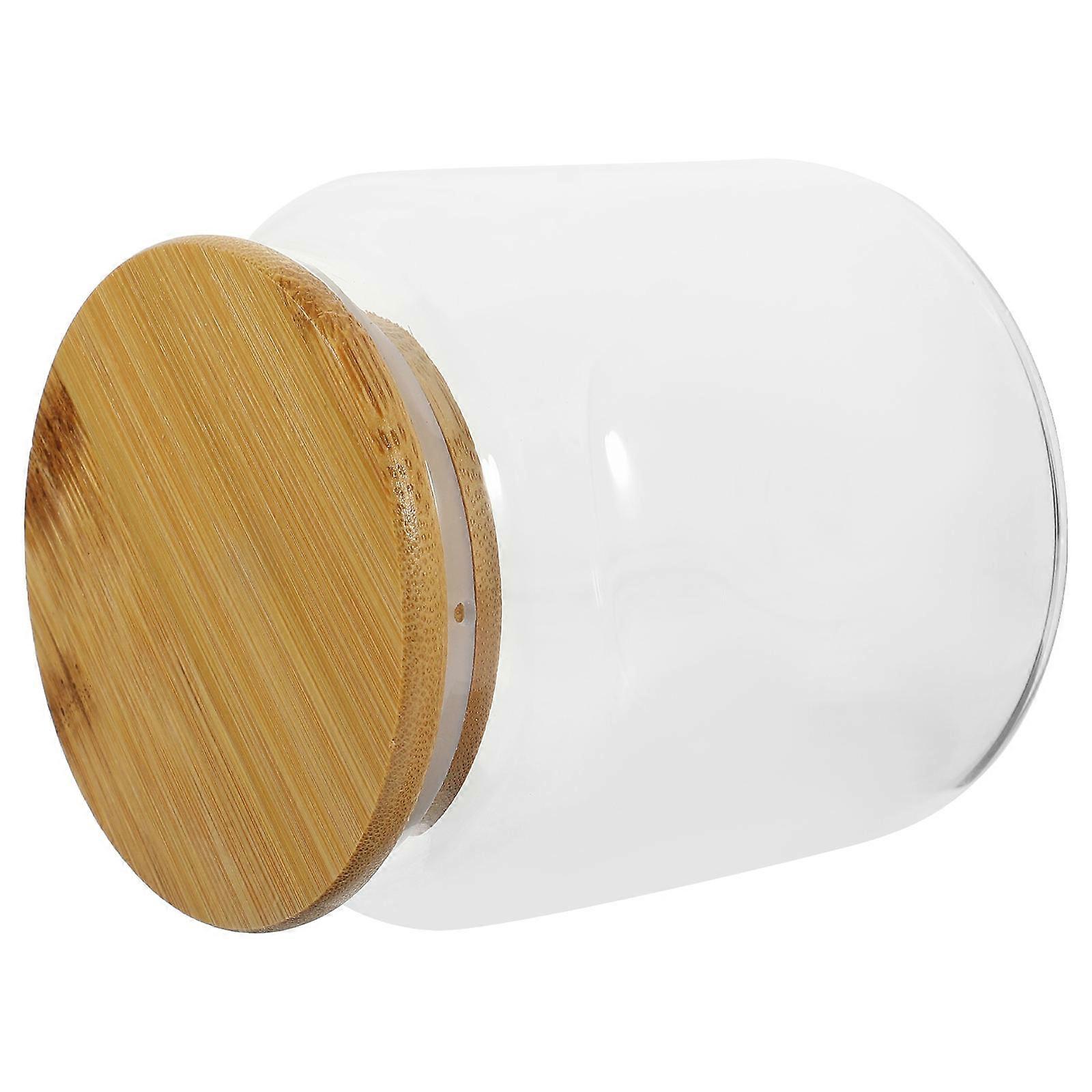 Glass Food Storage Jars with Bamboo Lids for Home Use Transparent and 4.33 x 5.91 Inches