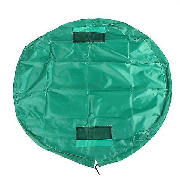Green multifunctional waterproof toy bag with drawstring for indoor and outdoor storage, 140 cm in diameter, play mat.