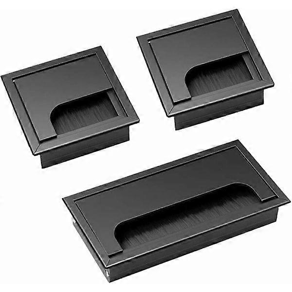Καλώδιο Grommet Protector 3 τεμάχια τετράγωνο μαύρο καλώδιο Grommet χωνευτό γραφείο Cable Cover Desk κράμα αλουμινίου