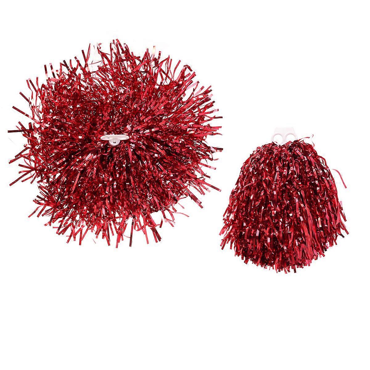 Cheerleader Pom Poms Spirited Fun Style Plastic Material for Cheering Kids Adults Sports Events Red 1Pair