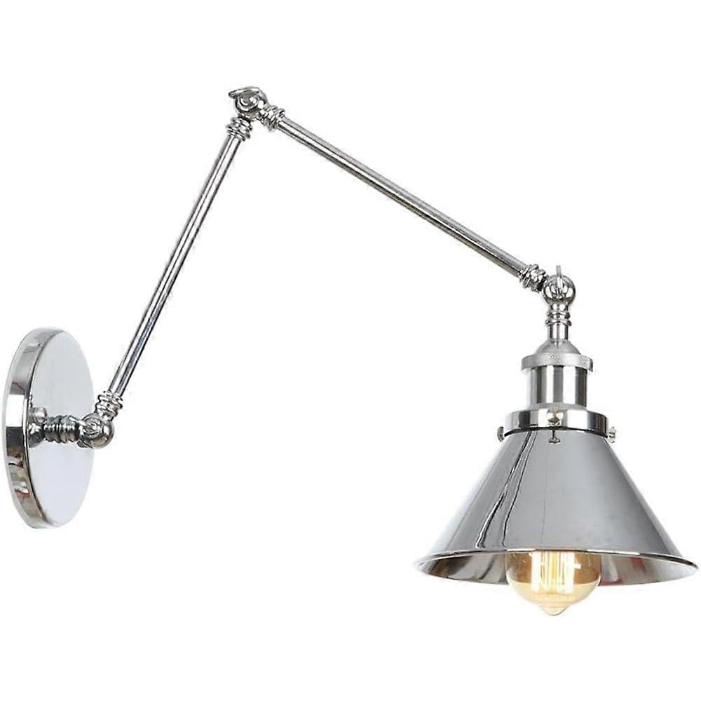 Modern Wall Light with Swivel Arm Vintage Industrial Chrome Finish, Adjustable for Bathroom, Bedroom, Entryway