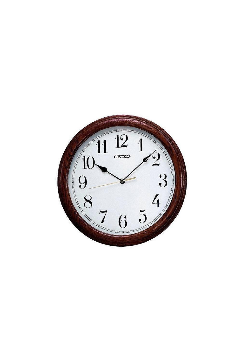Seiko Solid Oak Case Analogue Wall Clock - Easy To Read Dial & Quartz Movement