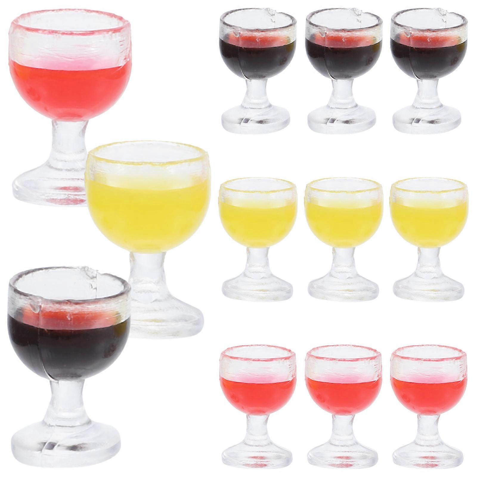 12pcs Colorful Wine Glasses Set Red Pink Yellow for Home Decor & Playtime Enjoyment
