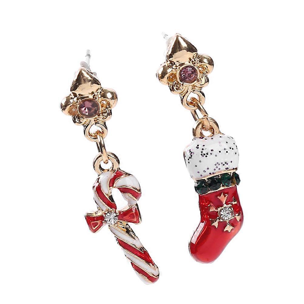 Festive Stocking Shape Earrings Suitable For Christmas Party Unique Design 1 Pair