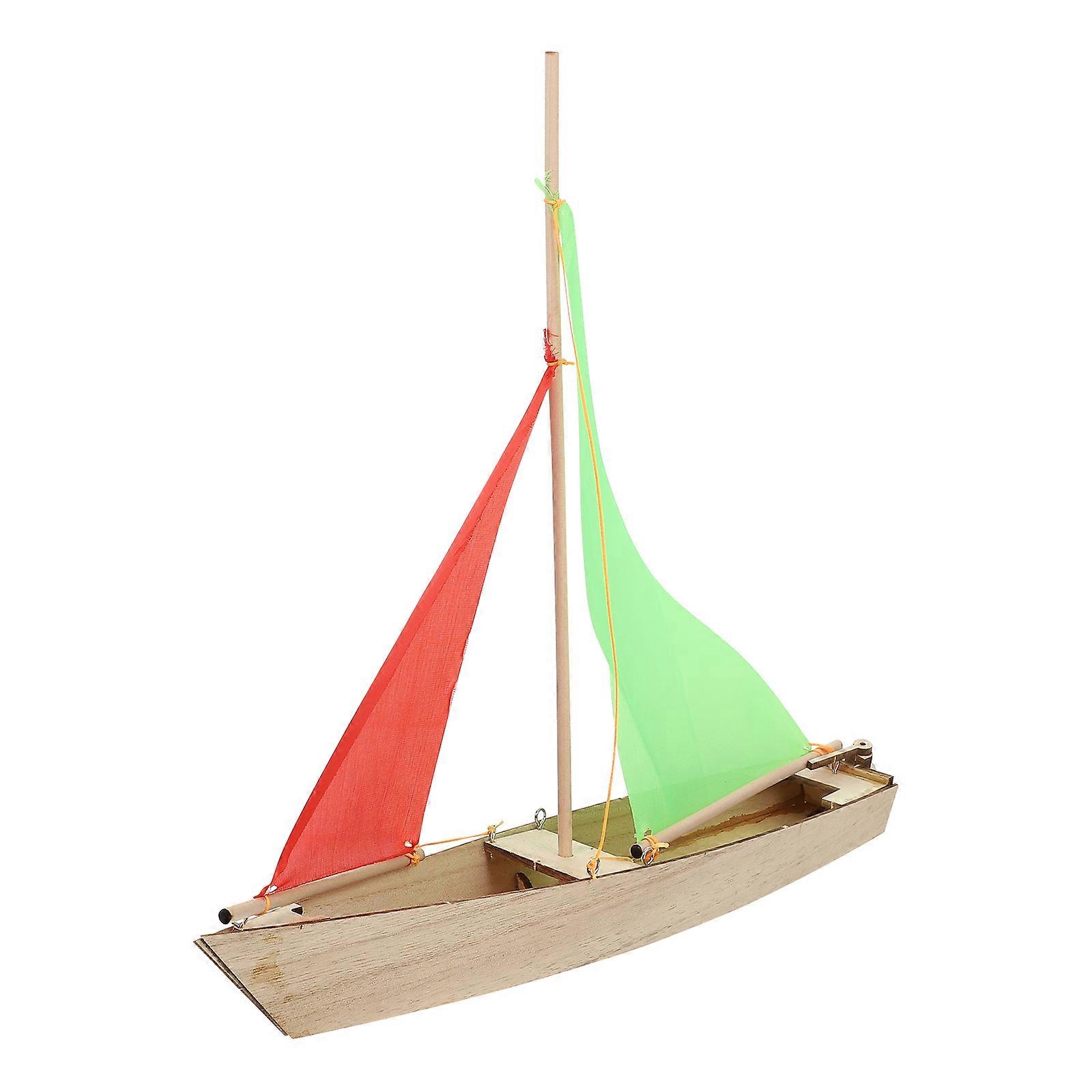 DIY Sailboat Model Building Kit For Kids Light Brown Color Practical Ability Cultivation 1 Set