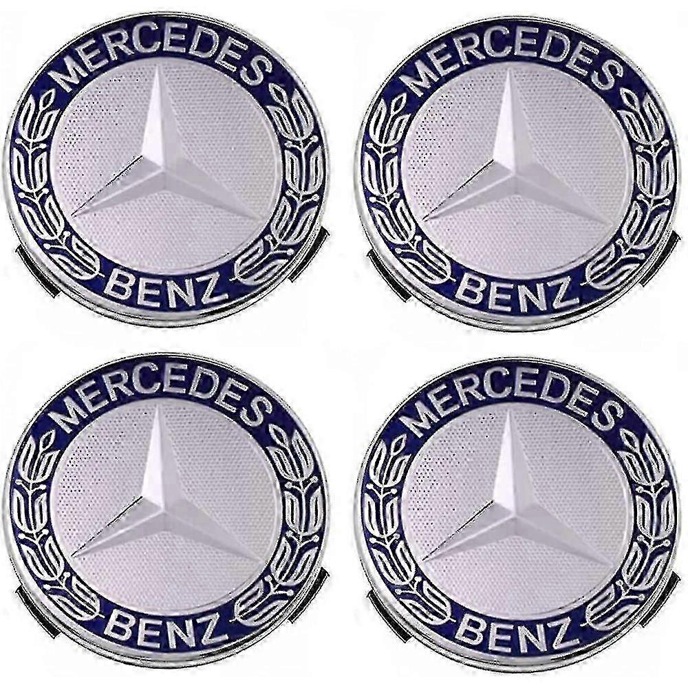 Σετ 4 καπακιών πλήμνης συμβατό με Mercedes Benz 75mm - Μπλε