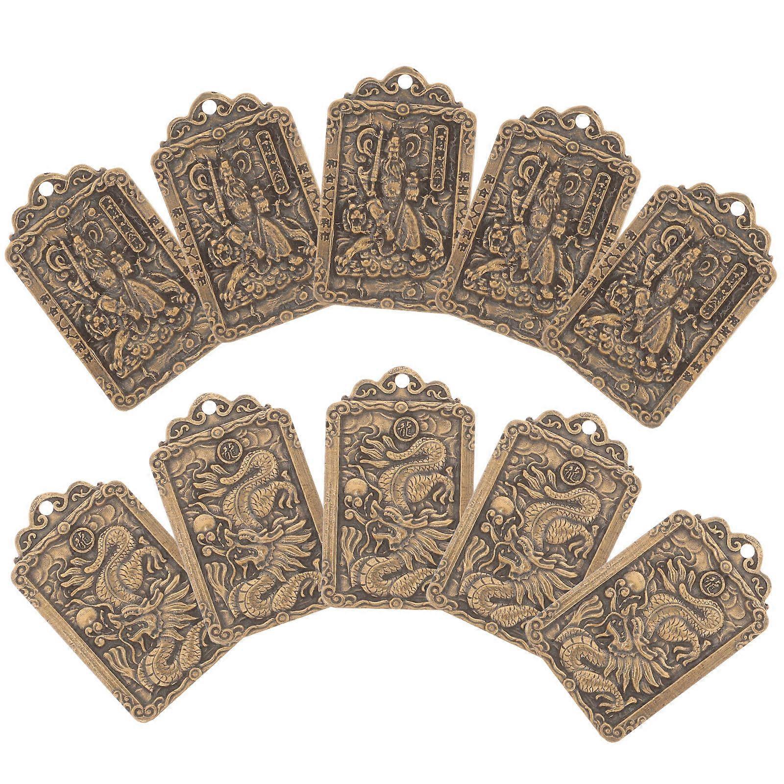 Golden Brass Chinese Style Amulet Pendant for Decor with Craftsmanship Compact Size