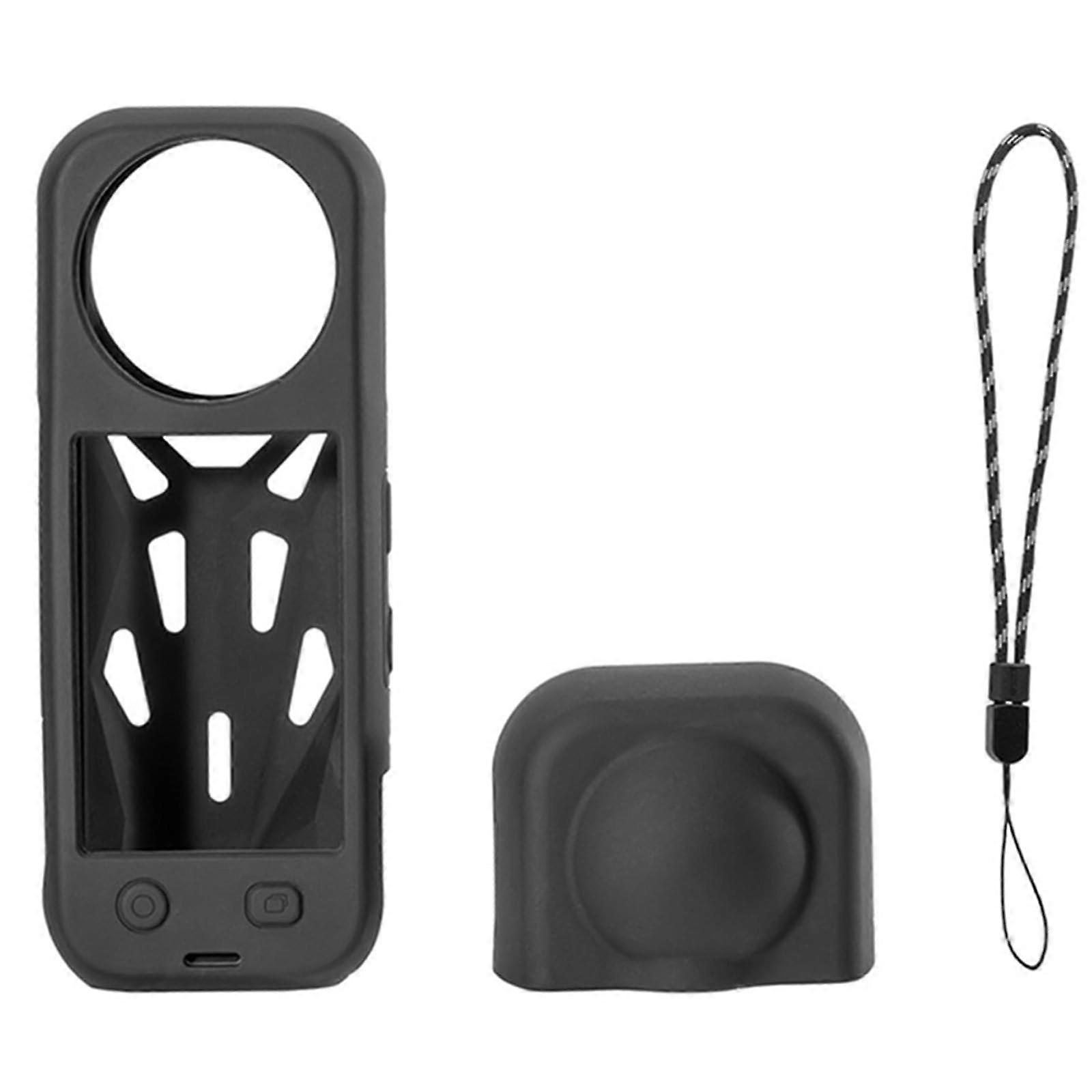 Cooling Silicone Case for Insta360 X5, Heat Dissipation, Soft Cover with Lens Cover (Black)