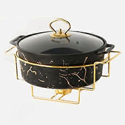 Chafing Dish Buffet-Set Ceramic With Marble-Look Finish, Black, Medium, Includes Buffet Warmer, For Weddings Catering