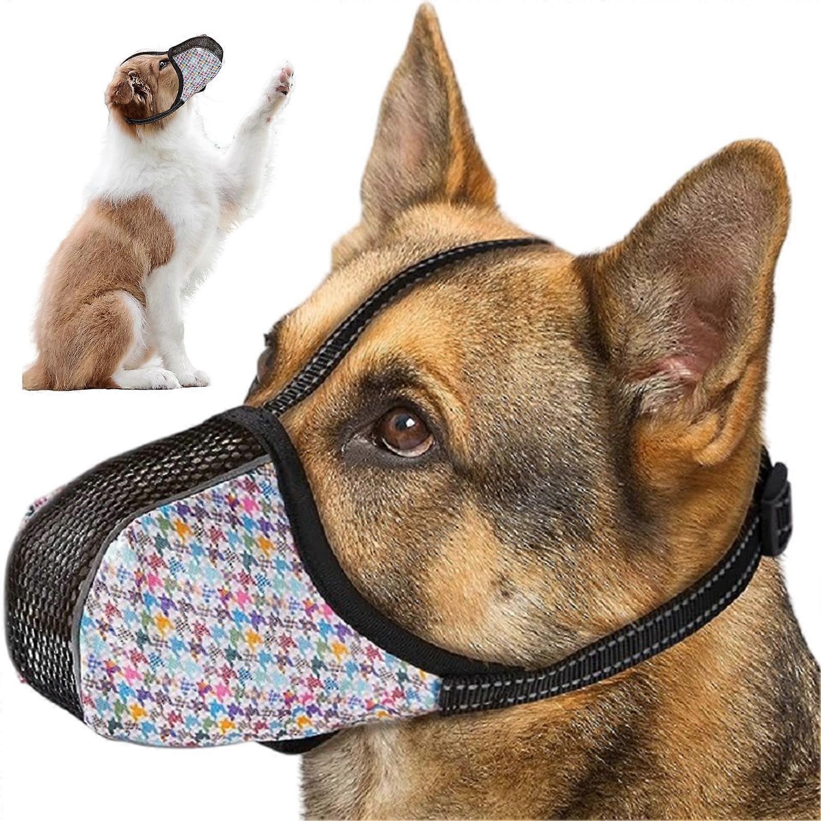 Soft Muzzle for Dogs - Adjustable Air-Mesh Pet Mouth Guard, Soft-Covered Anti-Bite Barking Chew Training Muzzle