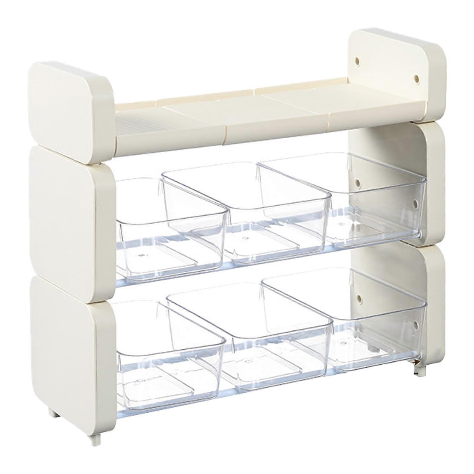 Tea Bag Organizer Rack Multi-Layer Moisture-Proof ABS Storage for Kitchen or Office Milky White