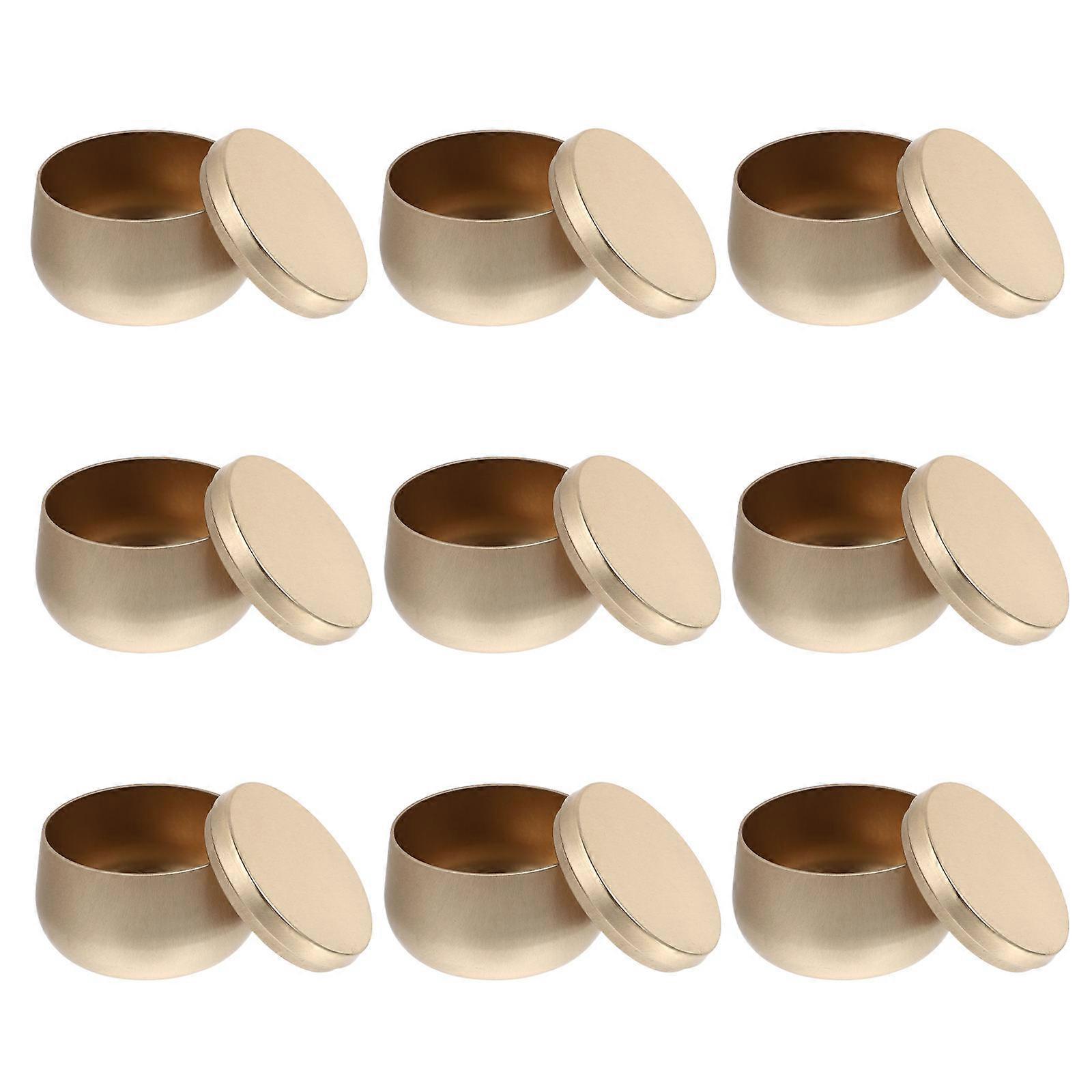 Storage 9Pcs Tinplate Candy Container Ideal For Crafts Tea Leaves Jewelry In Stylish Golden Shade