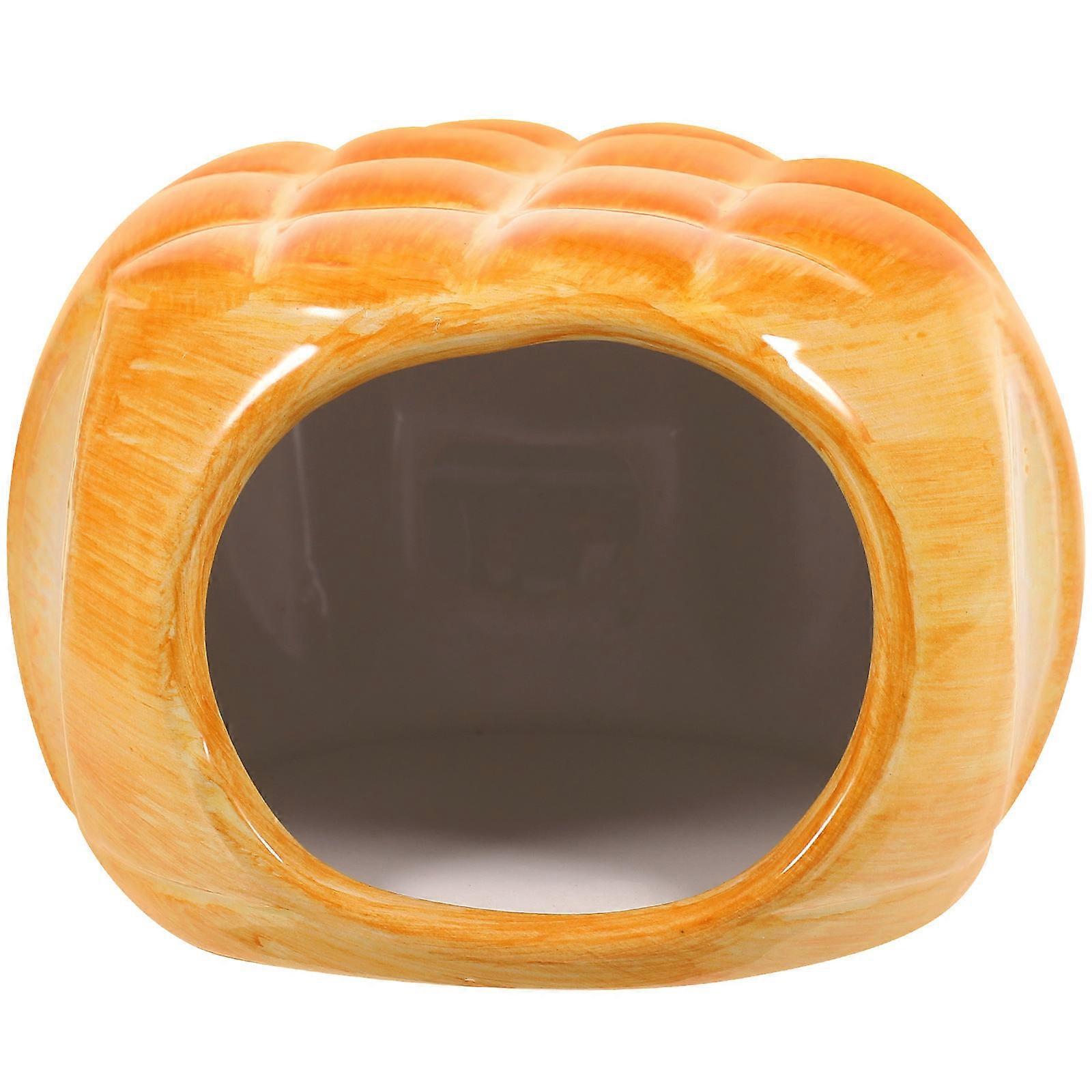 Cute Burger Shaped Ceramic Hamster Nest   Small Pet Cooling Hideout for Summer, Decorative and Safe Resting Hut for Hamsters, Guinea Pigs and Small