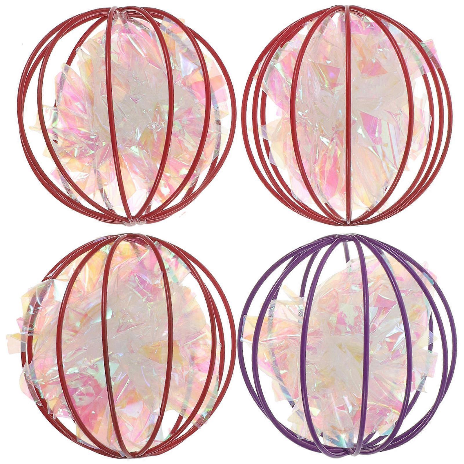 4Set Assorted Color Cat Balls Lightweight Crinkle Pet Teasing Toy For Indoor And Outdoor Play