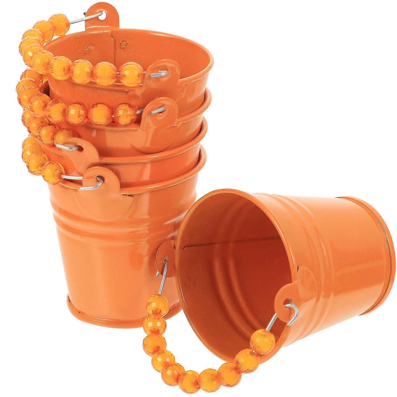 Miniature Iron Buckets for Home Orange Small Size Lightweight Fun for Kids