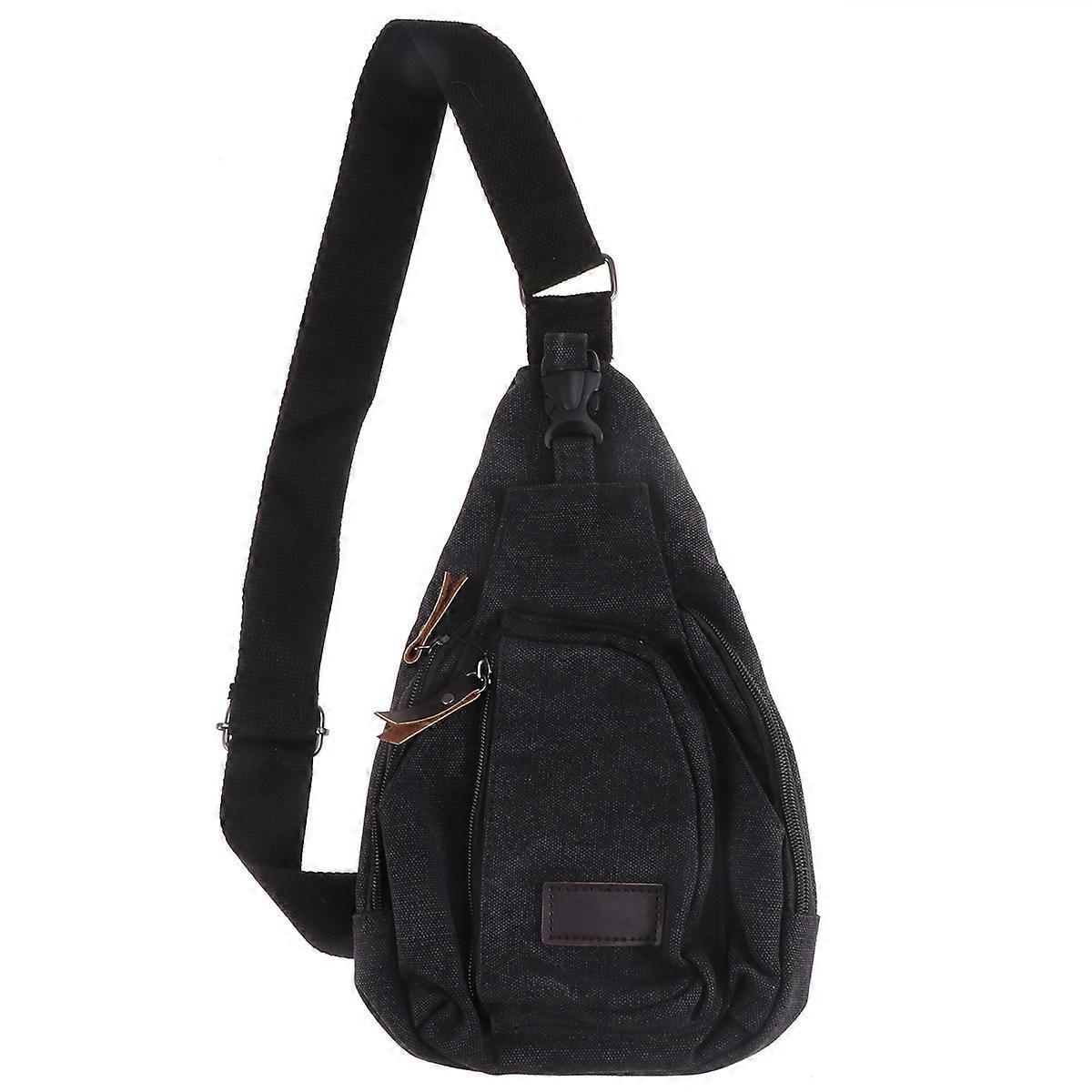 Durable Lightweight Canvas Shoulder Bag for Men – Small Crossbody Bag for Travel, Hiking, and Daily Use – Black