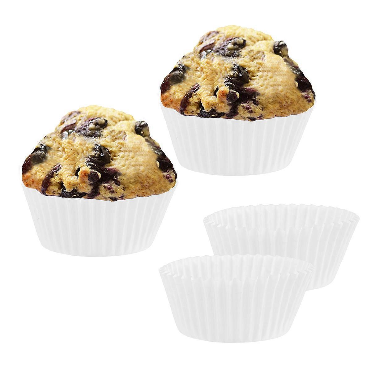 White Paper Cupcake Cups for Baking Use Sturdy Flexible NonStick Helps Retain Moisture 100 Pcs