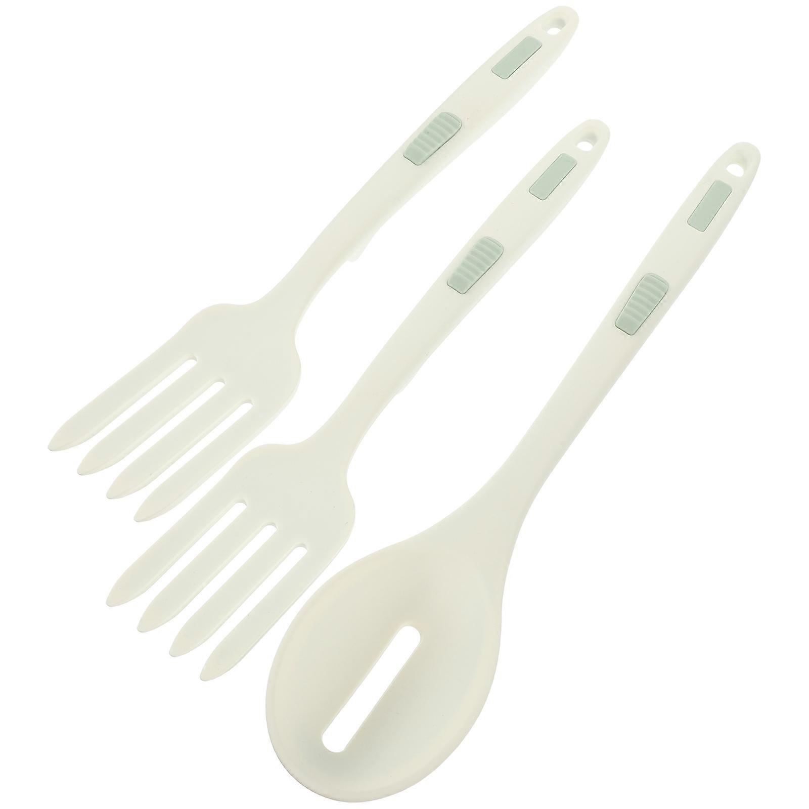 Silicone Flexible Fork and Spoon Set, Nonstick Heat Resistant Kitchen Utensils for Mixing Serving Home Restaurant Camping Use Safe Odorless