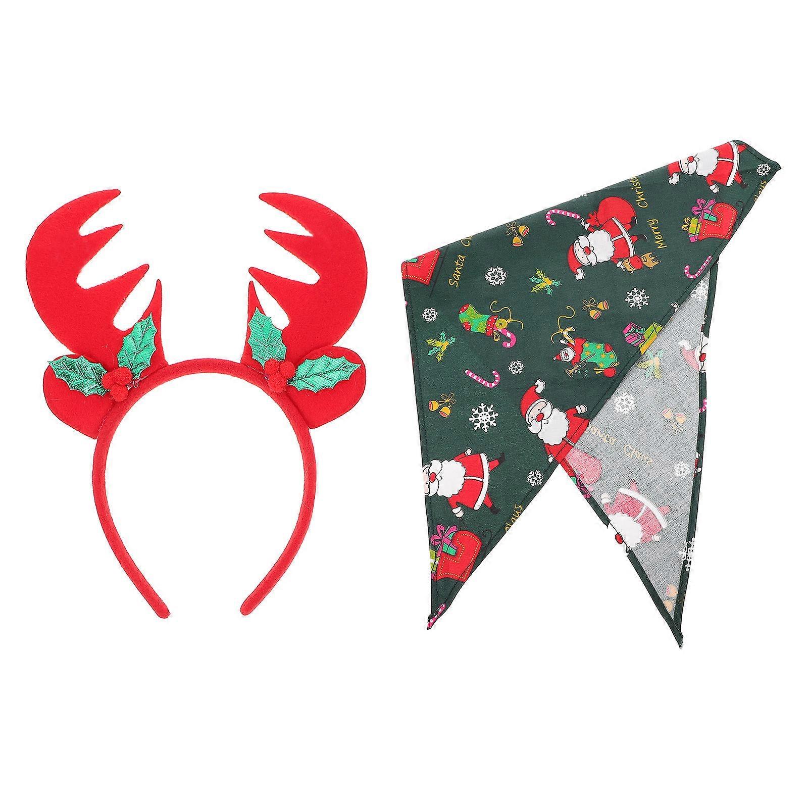 Triangle Pet Bandana Set In Assorted Color For Christmas Cosplay And Party 1Set