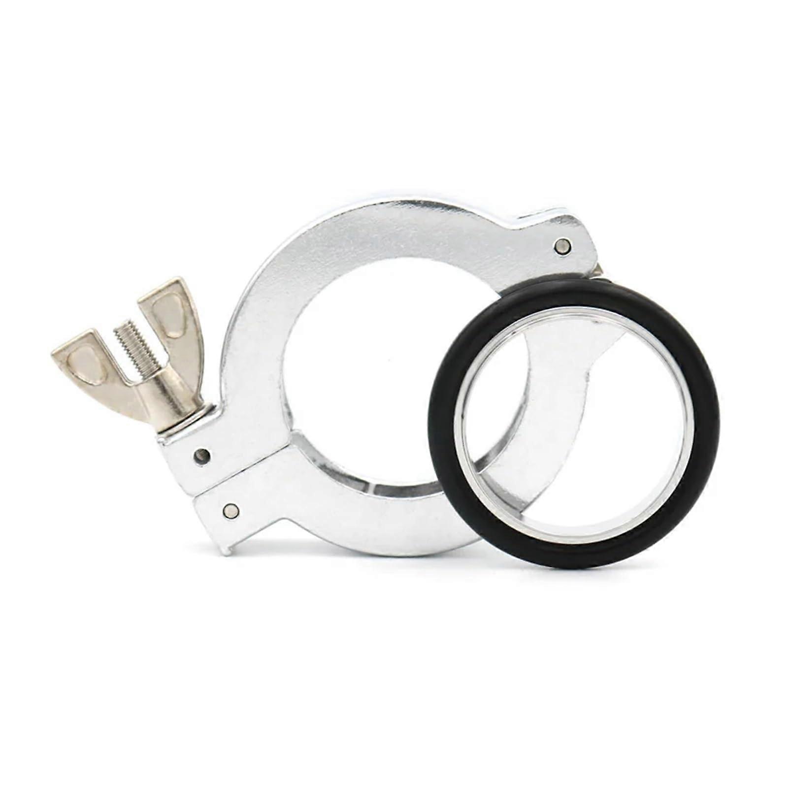KF25 Aluminum Vacuum Double Pin Tri Clamp Flange Set with Plated Centering Ring and FPM O-Ring Pipe Fittings 10Pcs