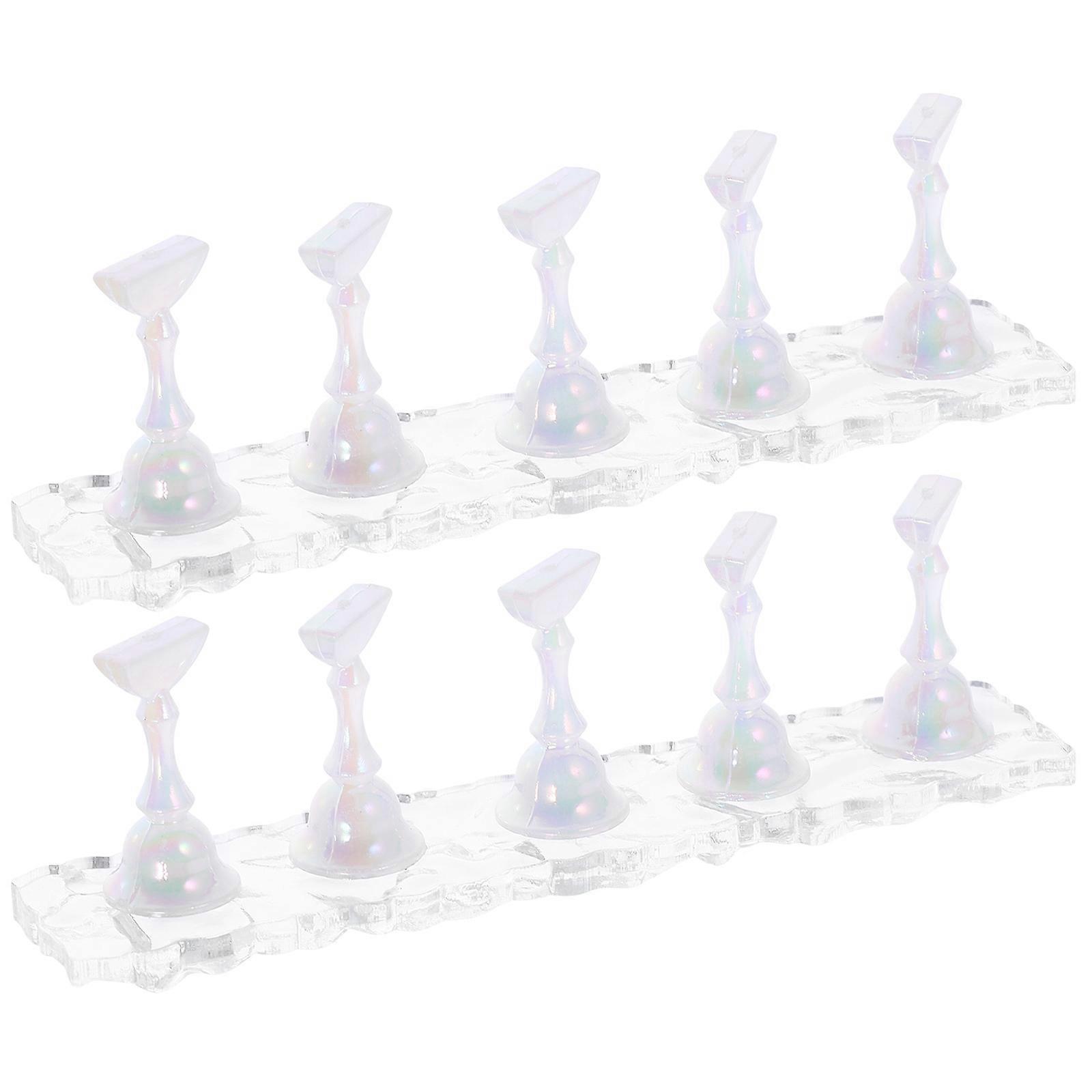 Acrylic Nail Holder for Display White Stable Support Durable Easy to Clean 2 Sets
