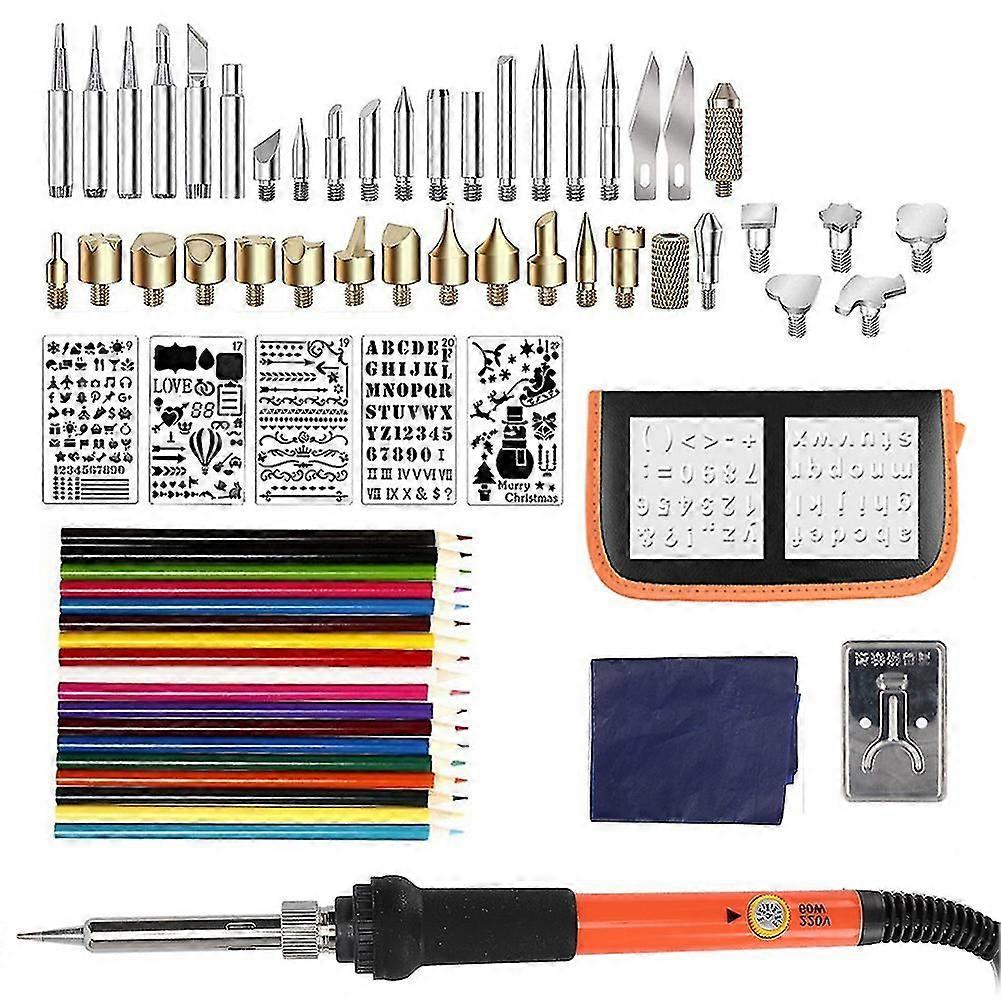 Electric Pyrography Carving Tool Set with Adjustable Temp 200-450 for Wood, Leather, Crafts - EU Plug