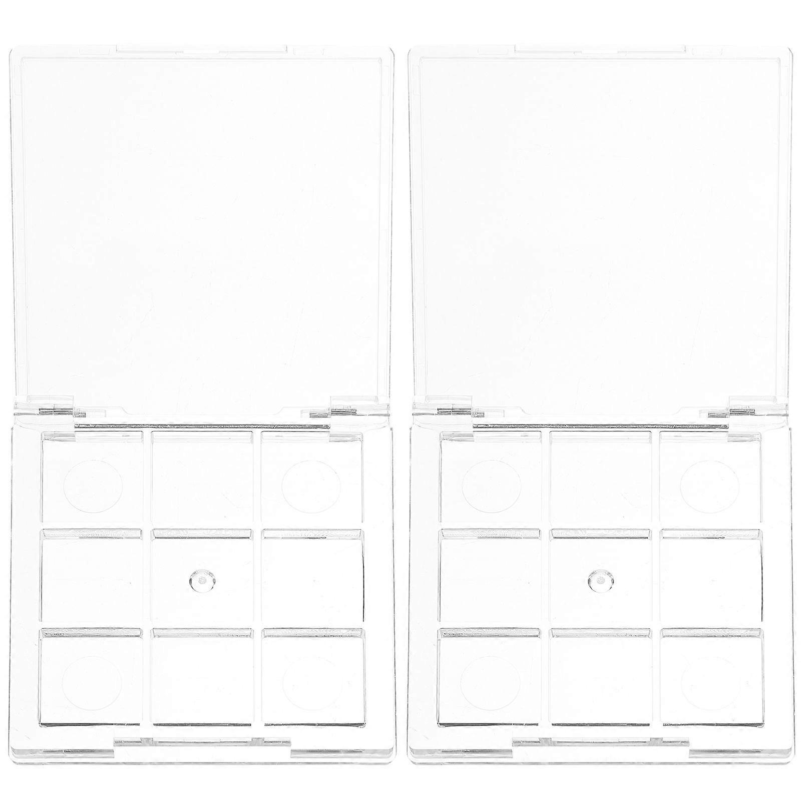 2pcs Compact Empty Highlighter Cases Transparent Refillable Cosmetics Containers