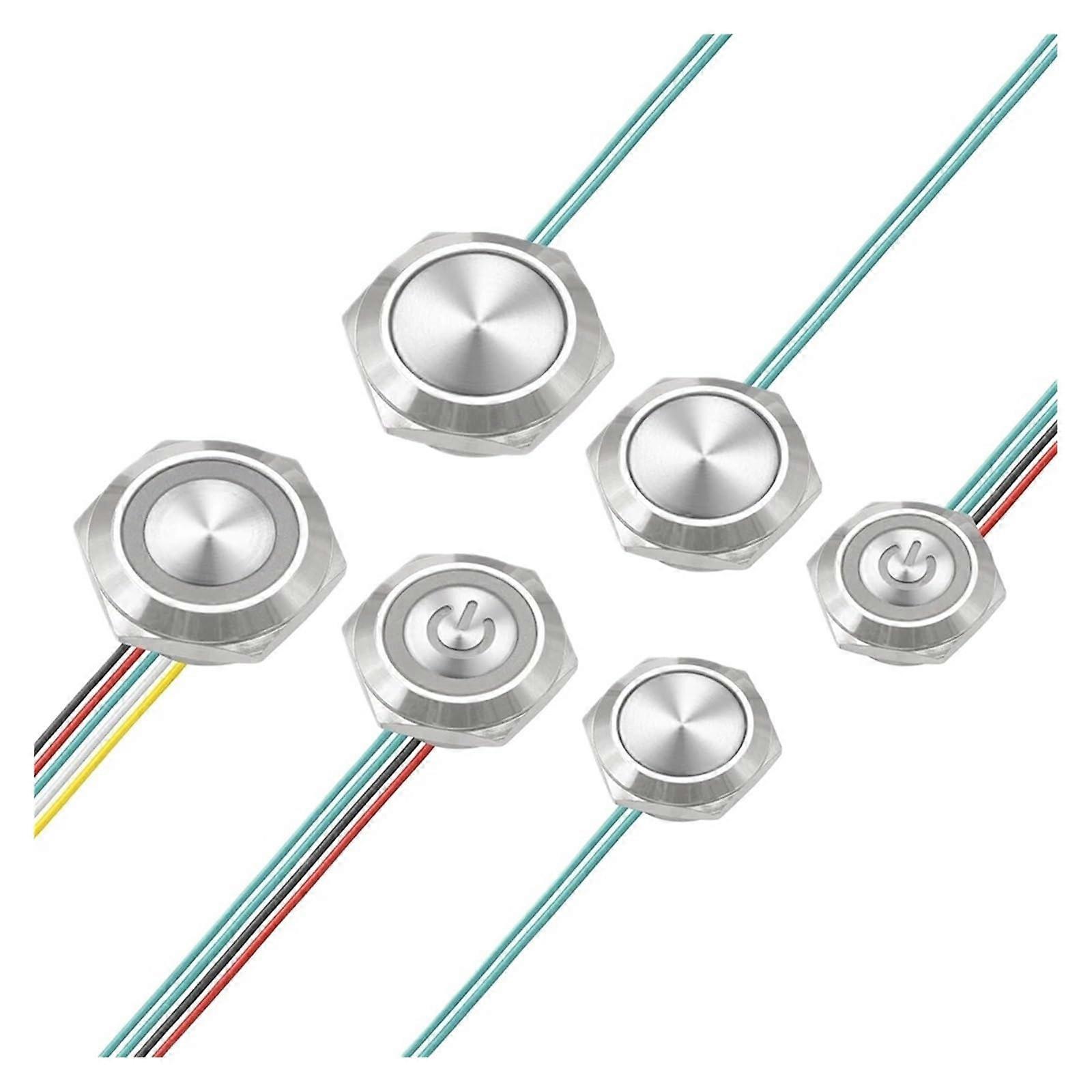 16/19/22mm Ultra Short LED Light Switch 12V 24V Momentary Self Reset Waterproof Metal Push Button Switch 22MM1224V