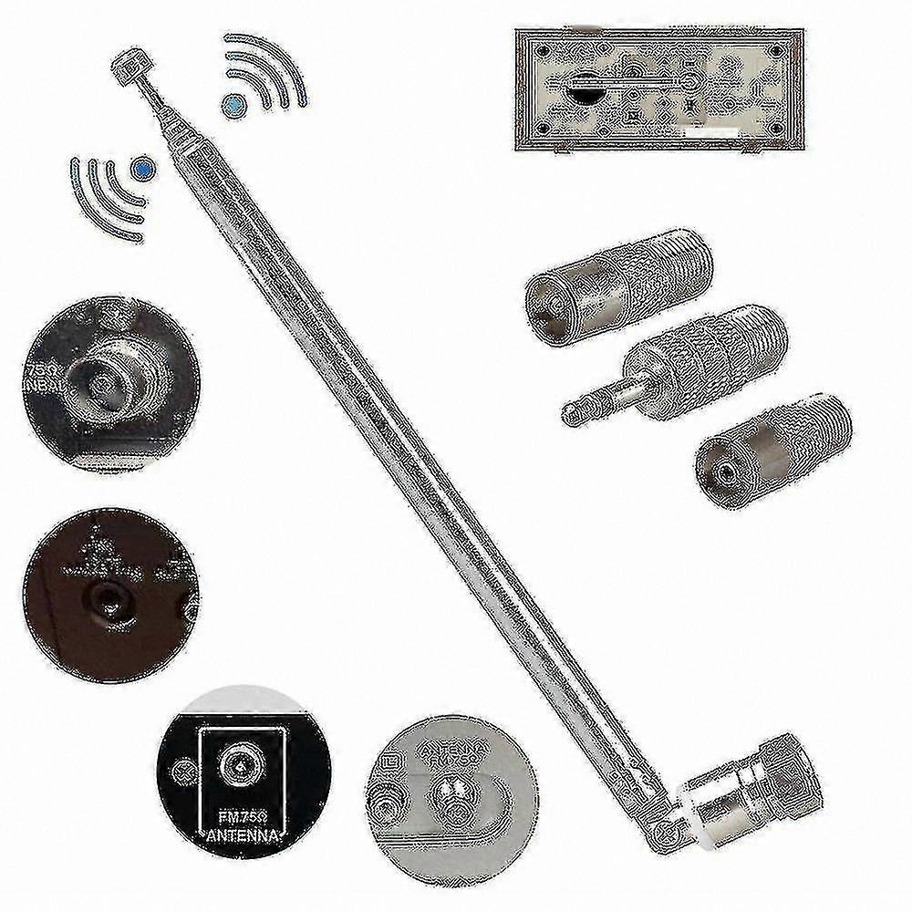 Telescopic FM Radio Antenna with 75 Ohm F-Type Male Connector for Enhanced Reception