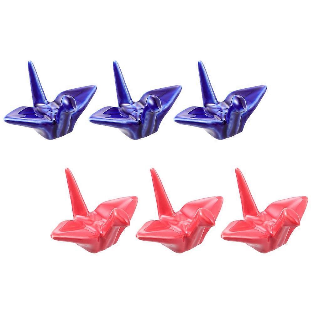 Chopstick Holders in Assorted Colors Ceramic Crane Shaped Fork Rests Set of 6 for Home